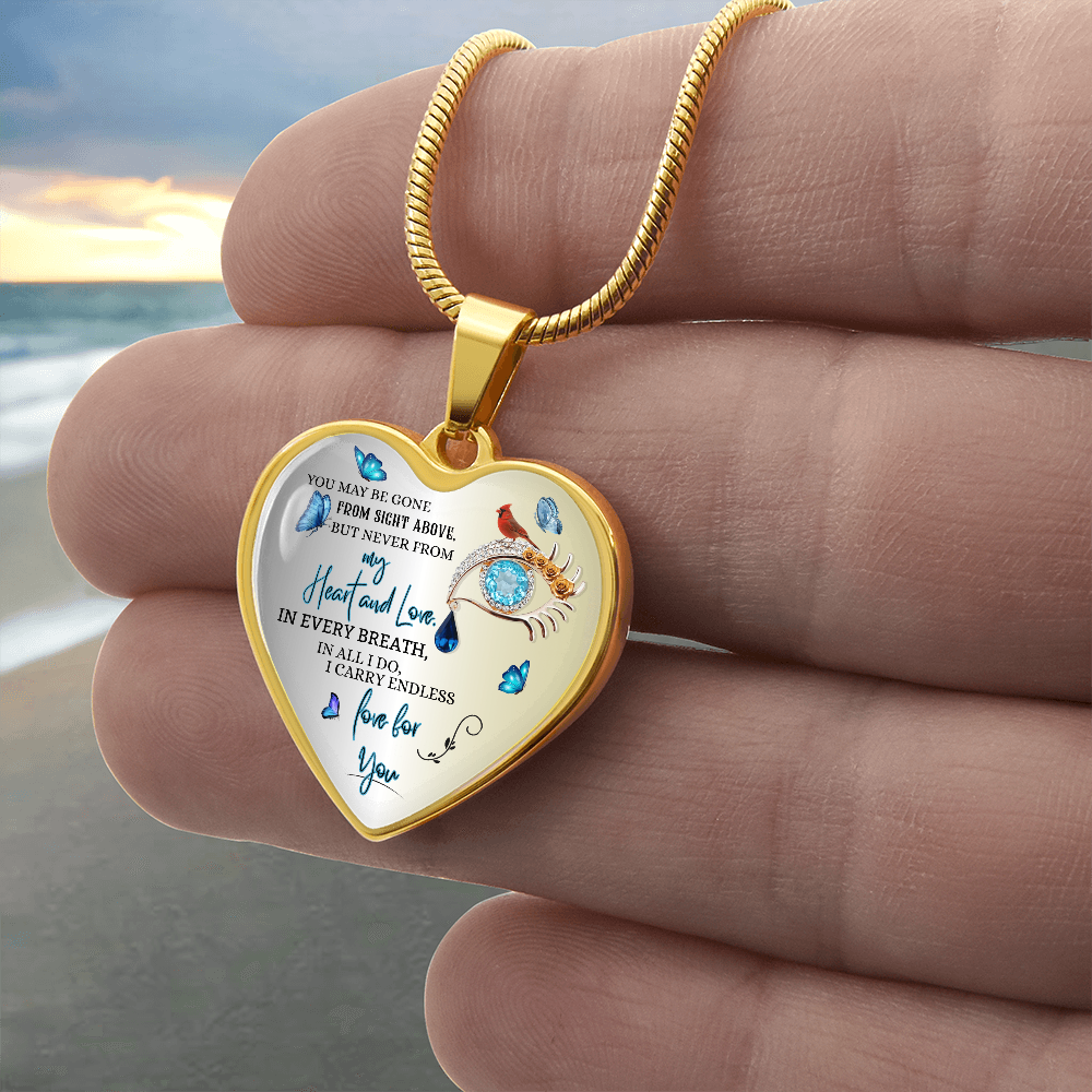 Luxury Heart Necklace, Husband Memorial Jewelry for Wife, Personalized Remembrance Gift, Forever Love Pendant