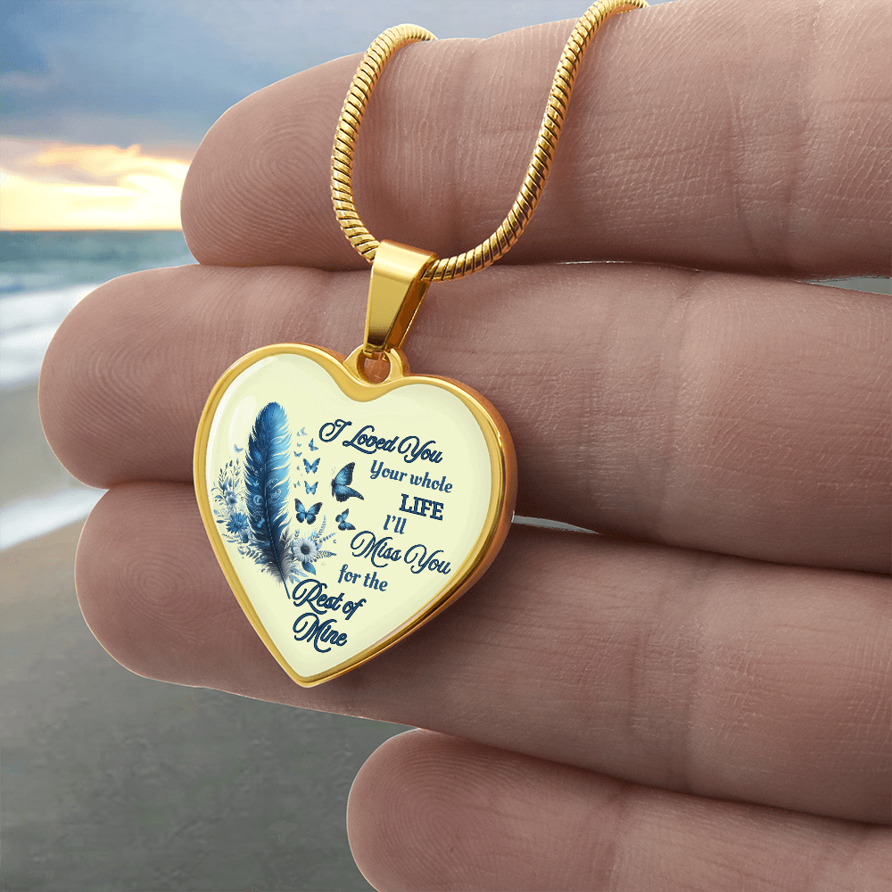 Necklace Memorial Blue Feather Heart Pendant Sympathy Gift for Loss "I Loved You Your Whole Life" by ShineOn Fulfillment