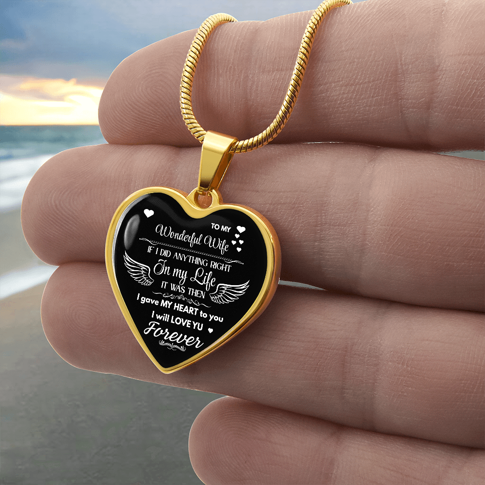 Luxury Graphic Heart Necklace To My Wonderful Wife - Angel Wings -Love Gift to Wife by ShineOn Fulfillment