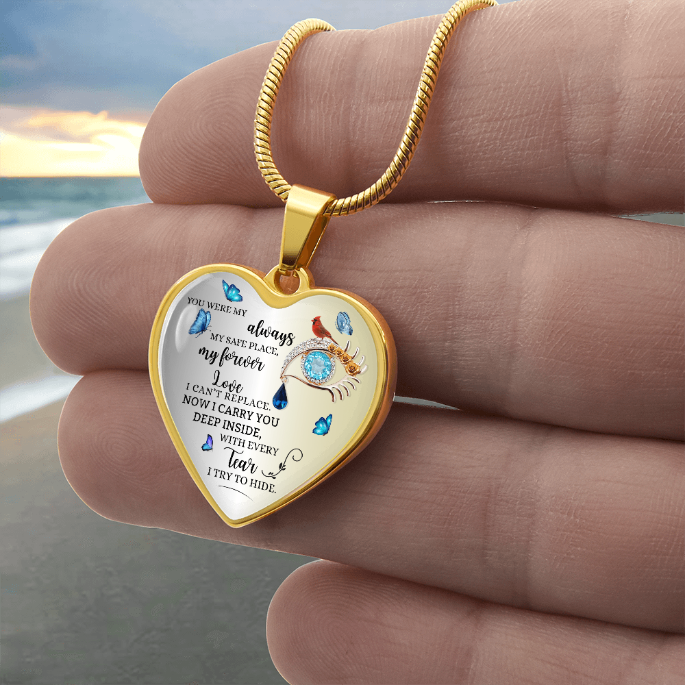 Forever Love Necklace for Wife, Husband Memorial Gift, Loss of Husband Jewelry, Sympathy Heart Pendant, In Loving Memory Keepsake