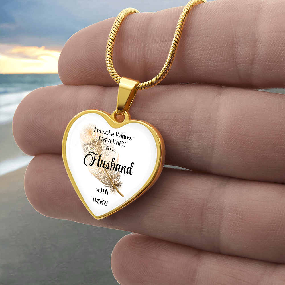 In Loving Memory Husband Necklace – Angel Wings Heart Tribute Jewelry | Elegant Memorial & Sympathy Gift by ShineOn Fulfillment