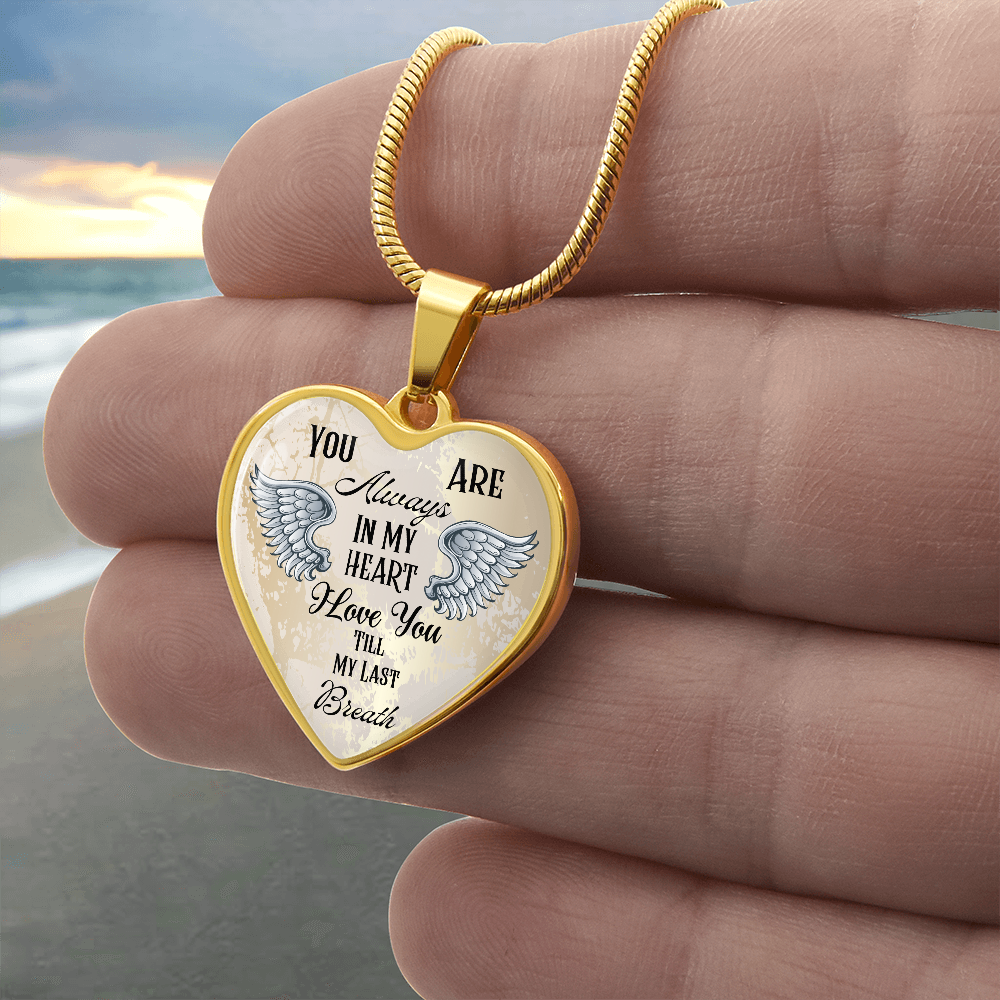 Personalized Heart pendant necklace with back engraving, You are always in my Heart ShineOn Fulfillment