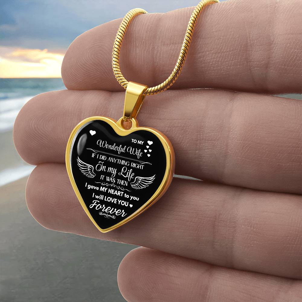 To My Wonderful Wife Heart Necklace | Angel Wings Love Gift | JewelryLuxeUS JewelryLuxeUS.Shop