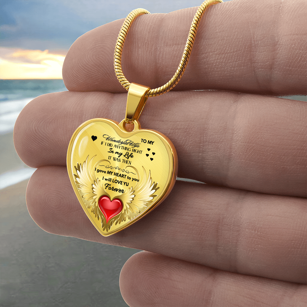 To My Wonderful Wife Angel Wings Necklace – Love Gift for Wife, Romantic Jewelry for Anniversary, Birthday or Valentine's Day by ShineOn Fulfillment