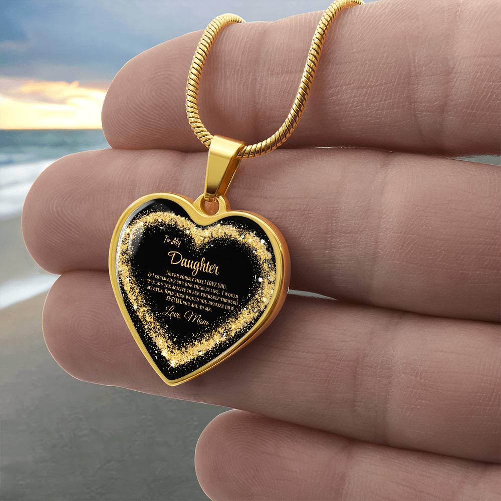 Luxury Heart Pendant Necklace – To My Daughter, Love Mom | Sentimental Jewelry Gift by ShineOn Fulfillment