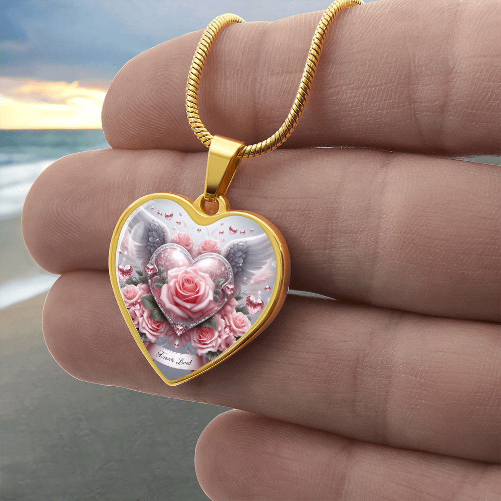 Luxury Heart Necklace Memorial Jewelry – Forever Loved Graphic Pendant Gift for Women Loved One Keepsake by ShineOn Fulfillment