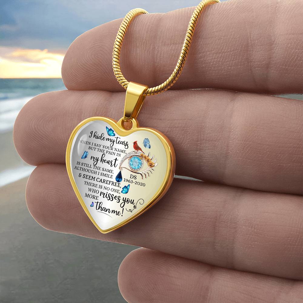 Memorial Necklace with heart pendant and name engraved