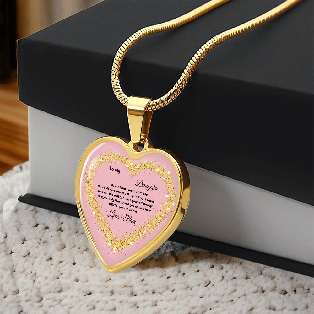 Luxury Heart Pendant Necklace – To My Daughter, Love Mom | Personalized Jewelry Gift by ShineOn Fulfillment