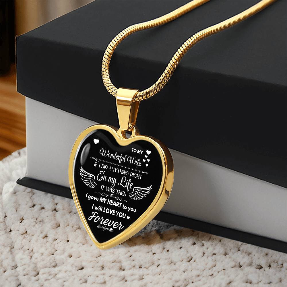 To My Wonderful Wife Heart Necklace | Angel Wings Love Gift | JewelryLuxeUS JewelryLuxeUS.Shop