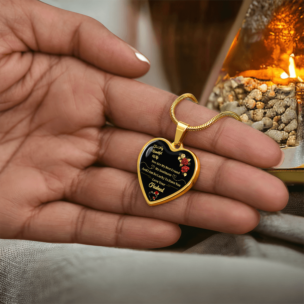 Luxury Graphic Heart Necklace to My Wife You Are My Best Friend I Always Love You Heart Pendant Necklace to Wife Anniversary Birthday Gift From Husband by ShineOn Fulfillment
