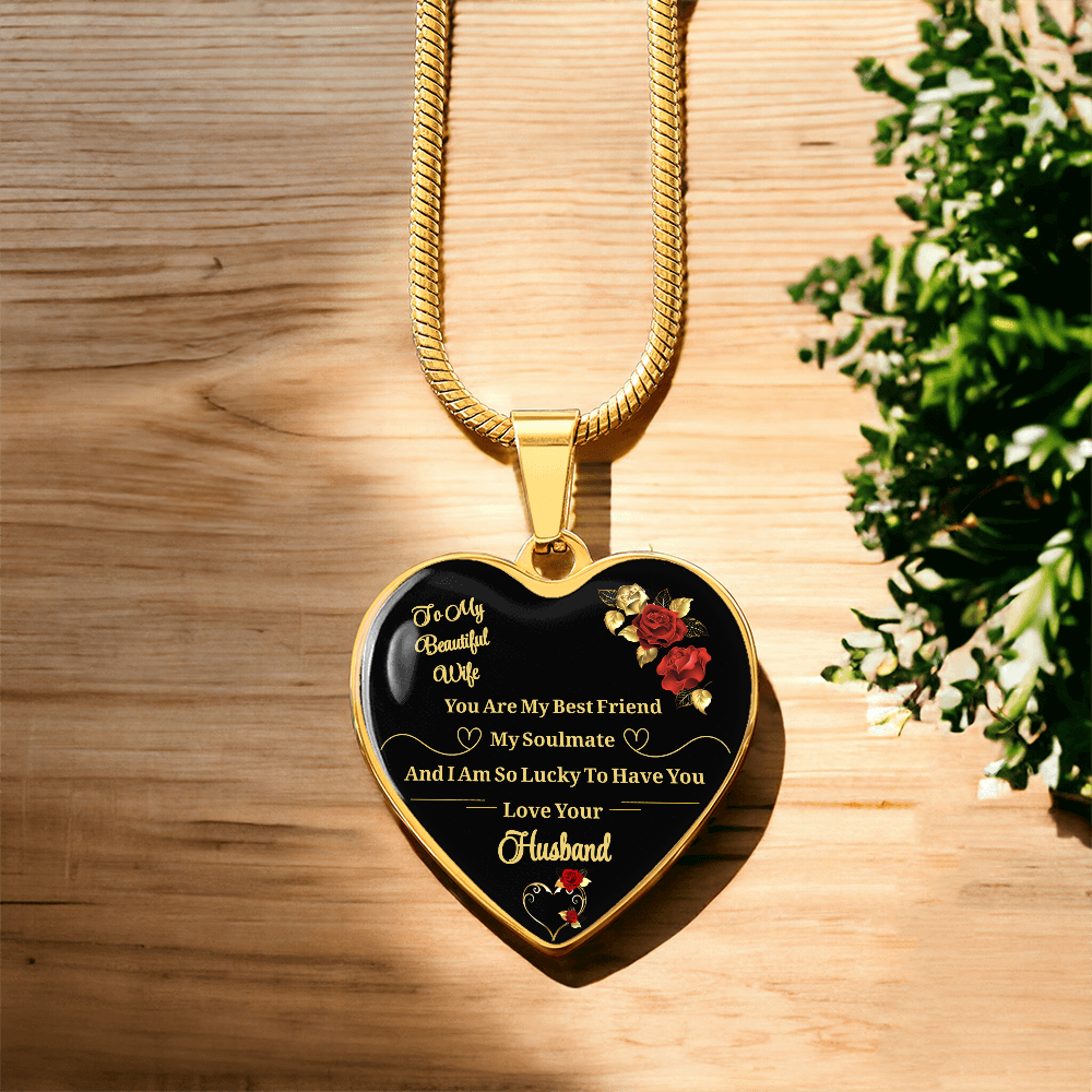 Luxury Graphic Heart Necklace to My Wife You Are My Best Friend I Always Love You Heart Pendant Necklace to Wife Anniversary Birthday Gift From Husband by ShineOn Fulfillment