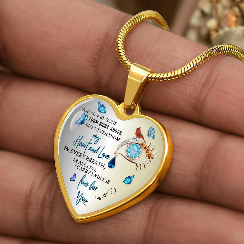 Luxury Heart Necklace, Husband Memorial Jewelry for Wife, Personalized Remembrance Gift, Forever Love Pendant