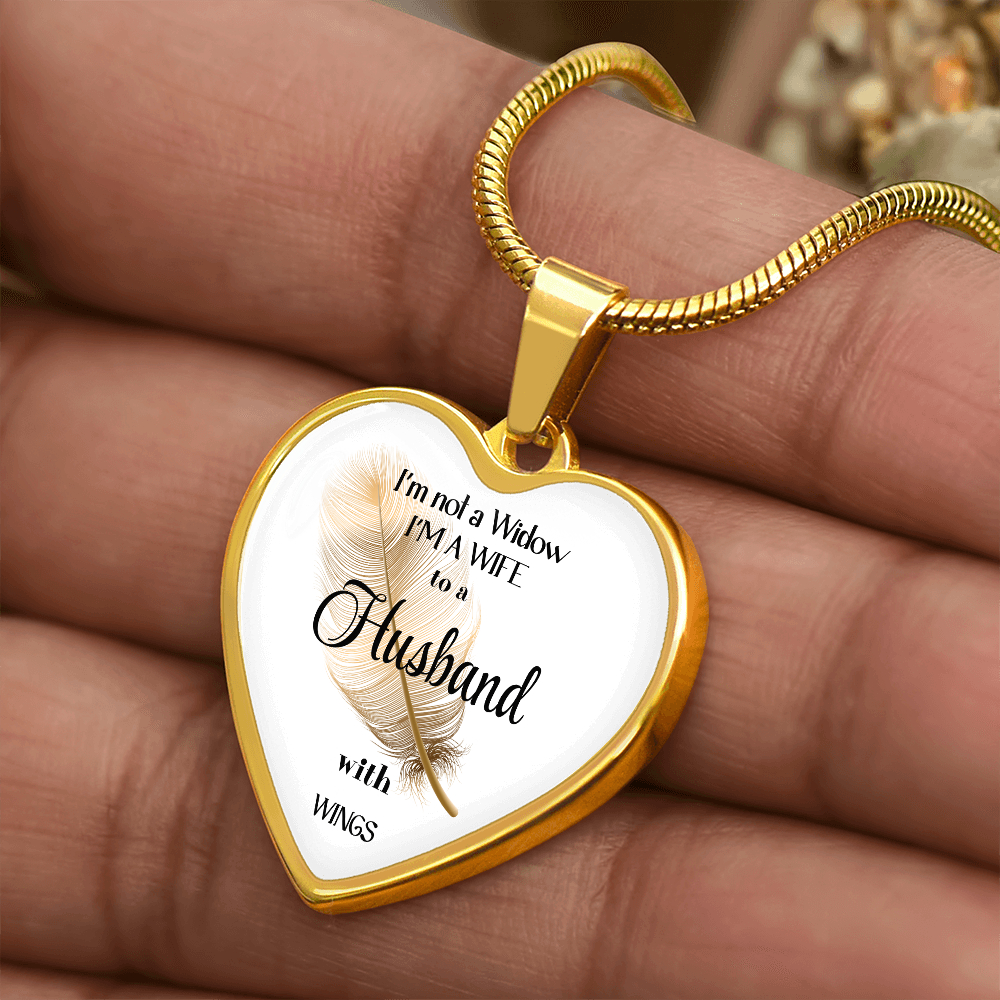 In Loving Memory Husband Necklace – Angel Wings Heart Tribute Jewelry | Elegant Memorial & Sympathy Gift by ShineOn Fulfillment