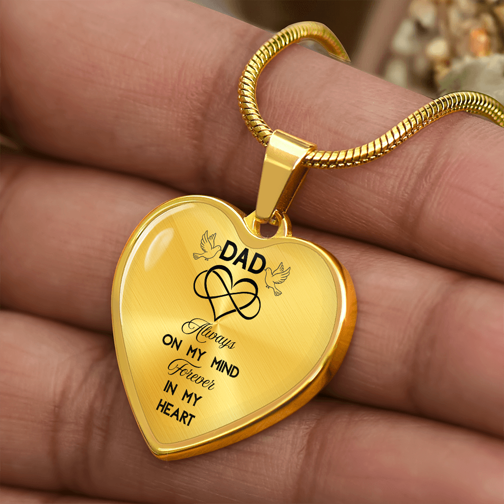 In Loving Memory Dad Necklace – Luxury Heart Memorial Jewelry for Loss of Father