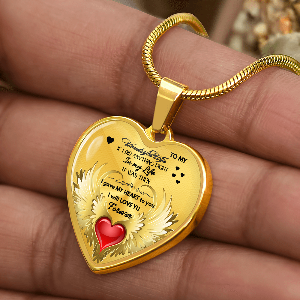 To My Wonderful Wife Angel Wings Necklace – Love Gift for Wife, Romantic Jewelry for Anniversary, Birthday or Valentine's Day by ShineOn Fulfillment