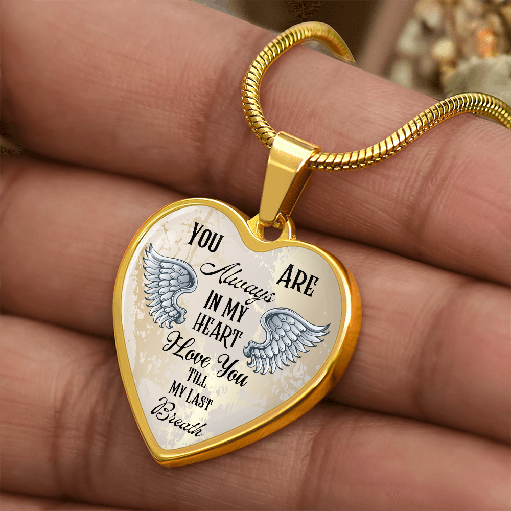 Personalized Heart pendant necklace with back engraving, You are always in my Heart ShineOn Fulfillment