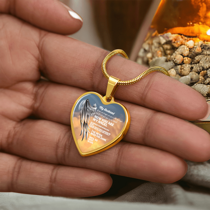 My Husband Now You Are My Angel Necklace, Heart Pendant Tribute, Memorial Jewelry, Keepsake Gift for Wife by ShineOn Fulfillment