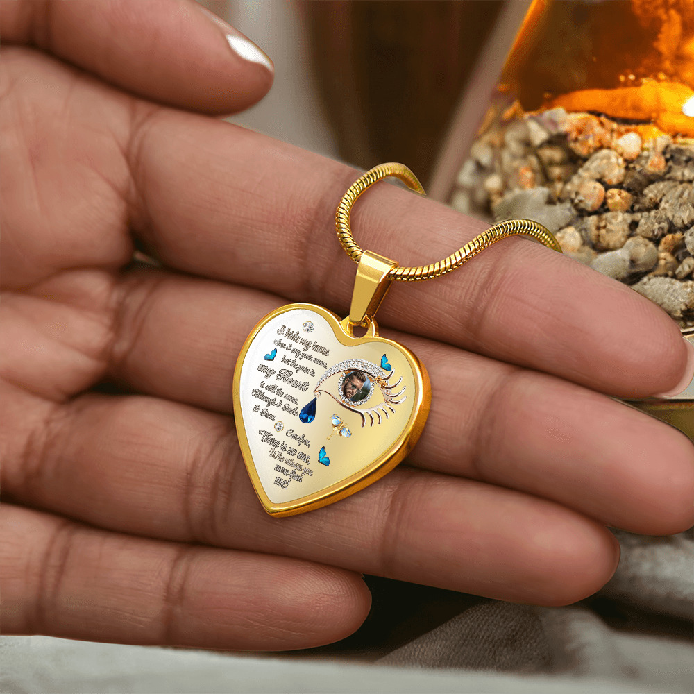 Heart Necklace Butterfly Tears Memorial Jewelry,Photo personalized, I Hide My Tears Pendant, Boho Style Eye Necklace for Grief, Gift for Her, Gift for Widow by ShineOn Fulfillment