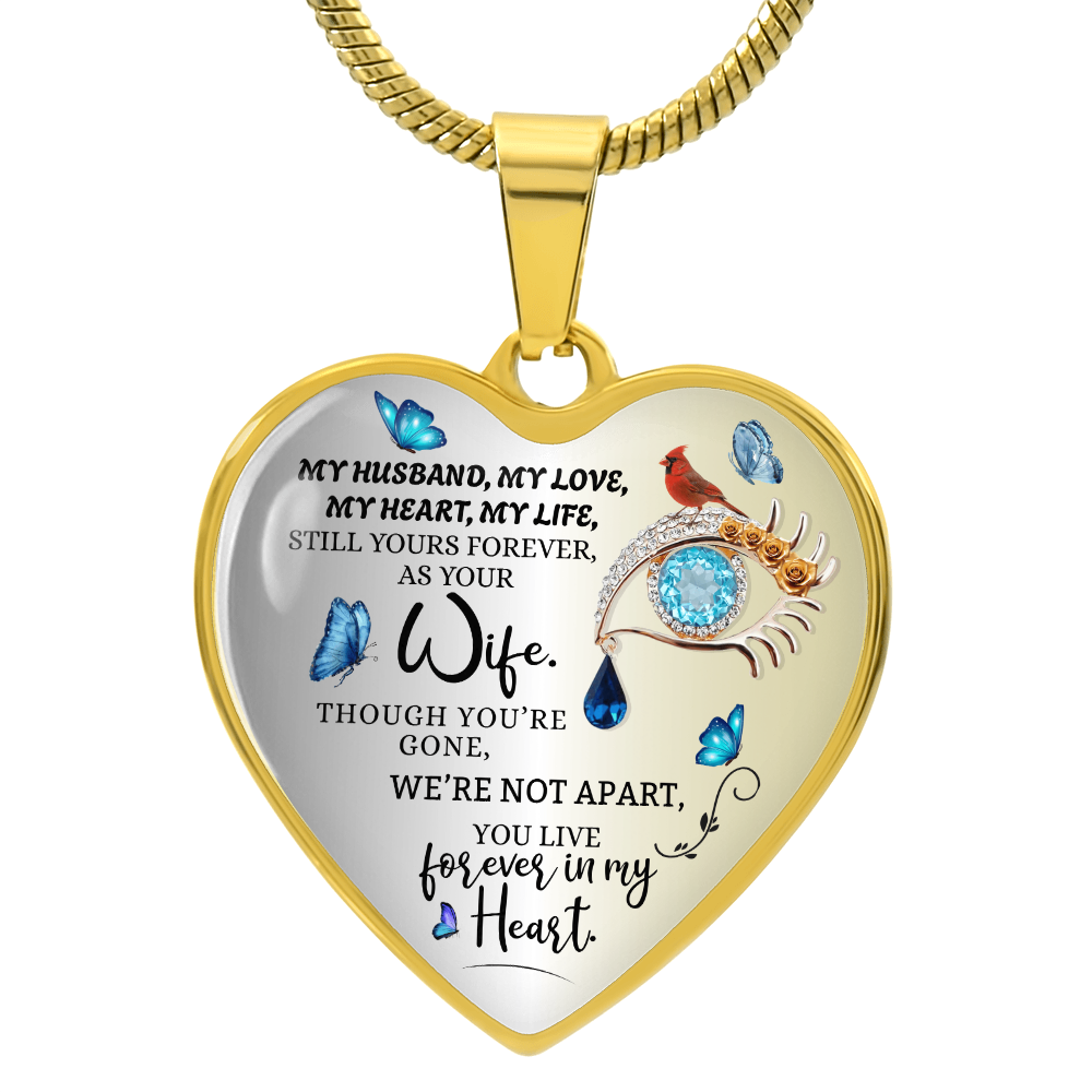 Luxury Personalized Heart Necklace, Husband Loss Gift for Wife, Memorial Jewelry, Remembrance Necklace, Forever Love Keepsake