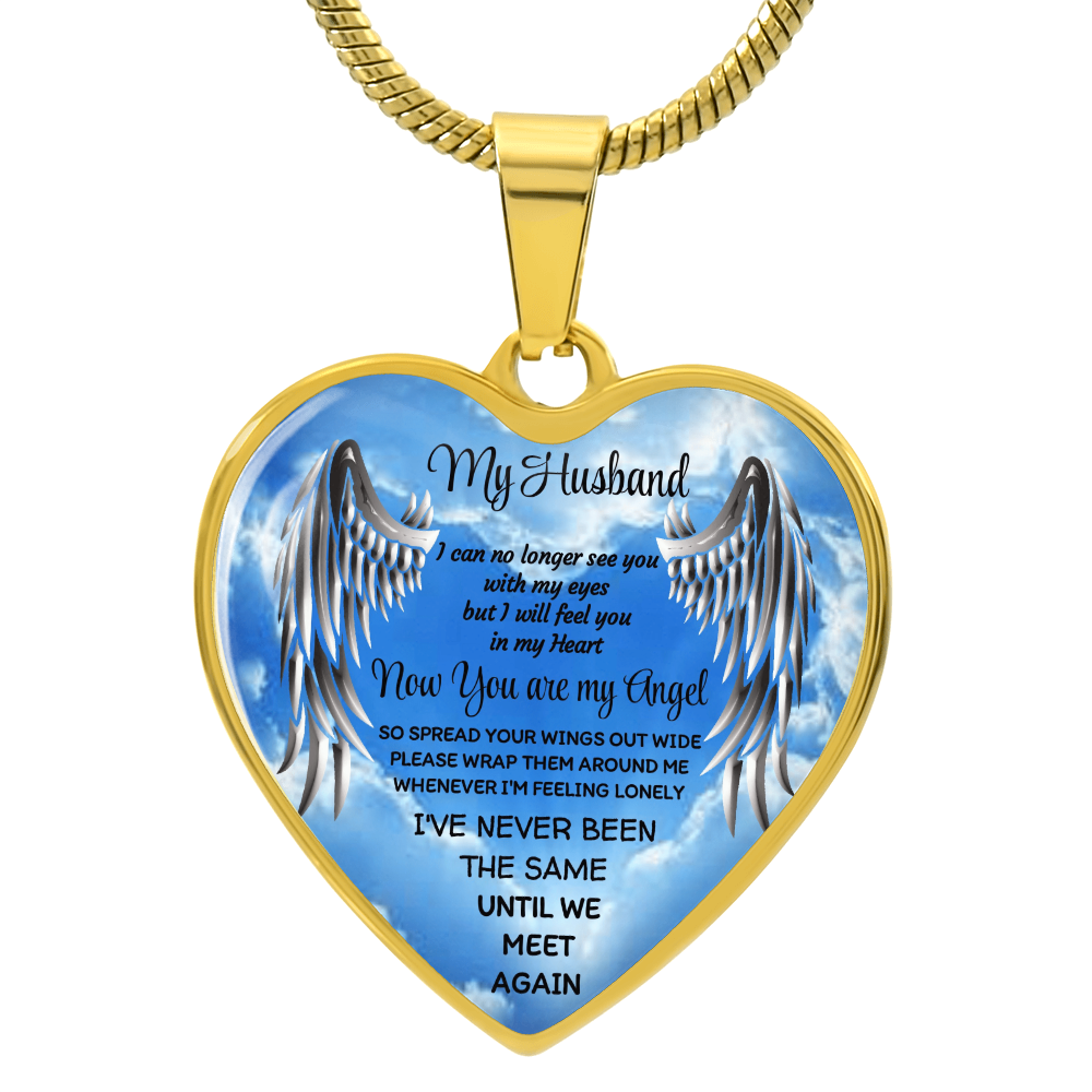 My Husband Angel Heart Pendant Necklace: Luxury Memorial Jewelry by ShineOn Fulfillment
