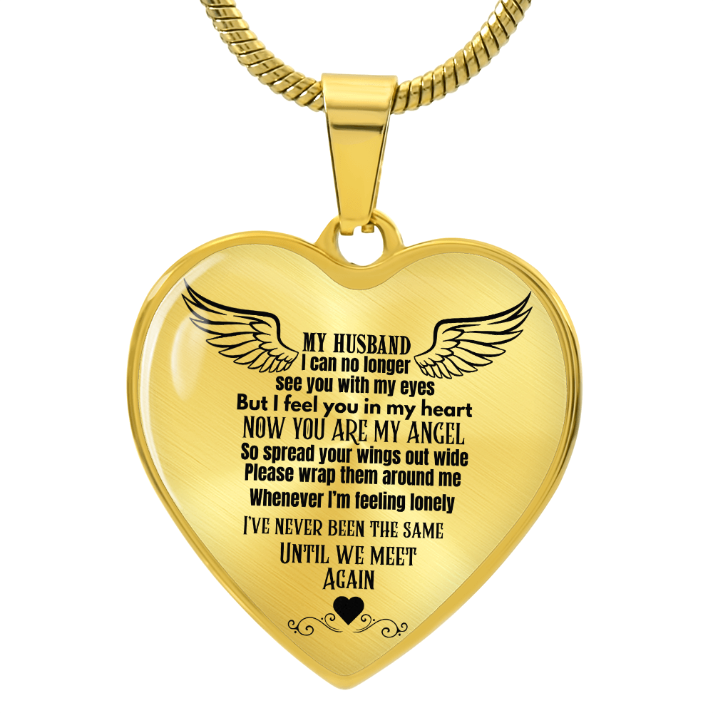Heart Pendant Necklace for Widows, Angel Remembrance Jewelry Gift for Husband in Loving Memory, Grief Support, Anniversary & Memorial Gift