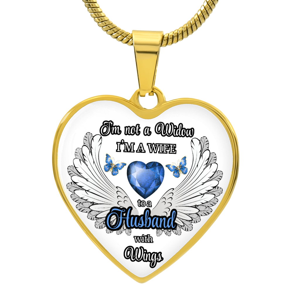 Personalized Memorial Necklace for Wife – "I'm a Wife to a Husband with Wings" – Heart Pendant Sympathy Gift – Loss of Husband Jewelry by ShineOn Fulfillment