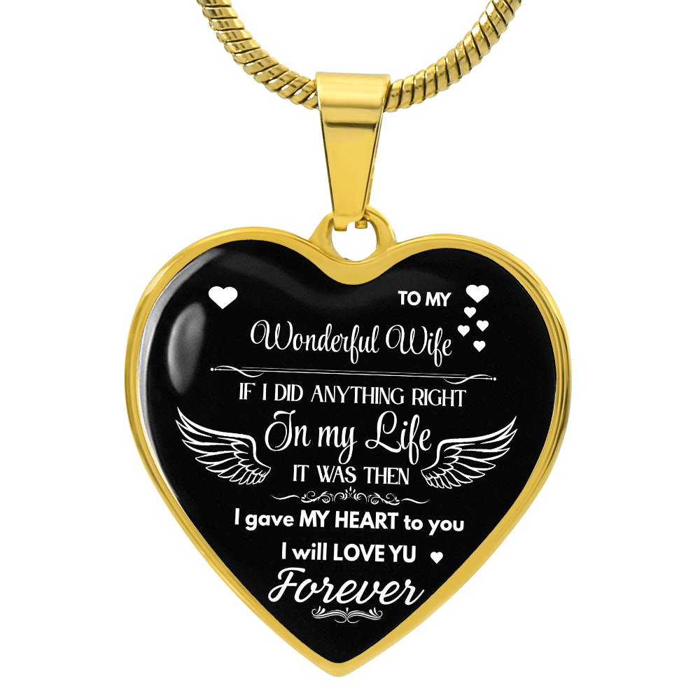 Luxury Graphic Heart Necklace To My Wonderful Wife - Angel Wings -Love Gift to Wife by ShineOn Fulfillment
