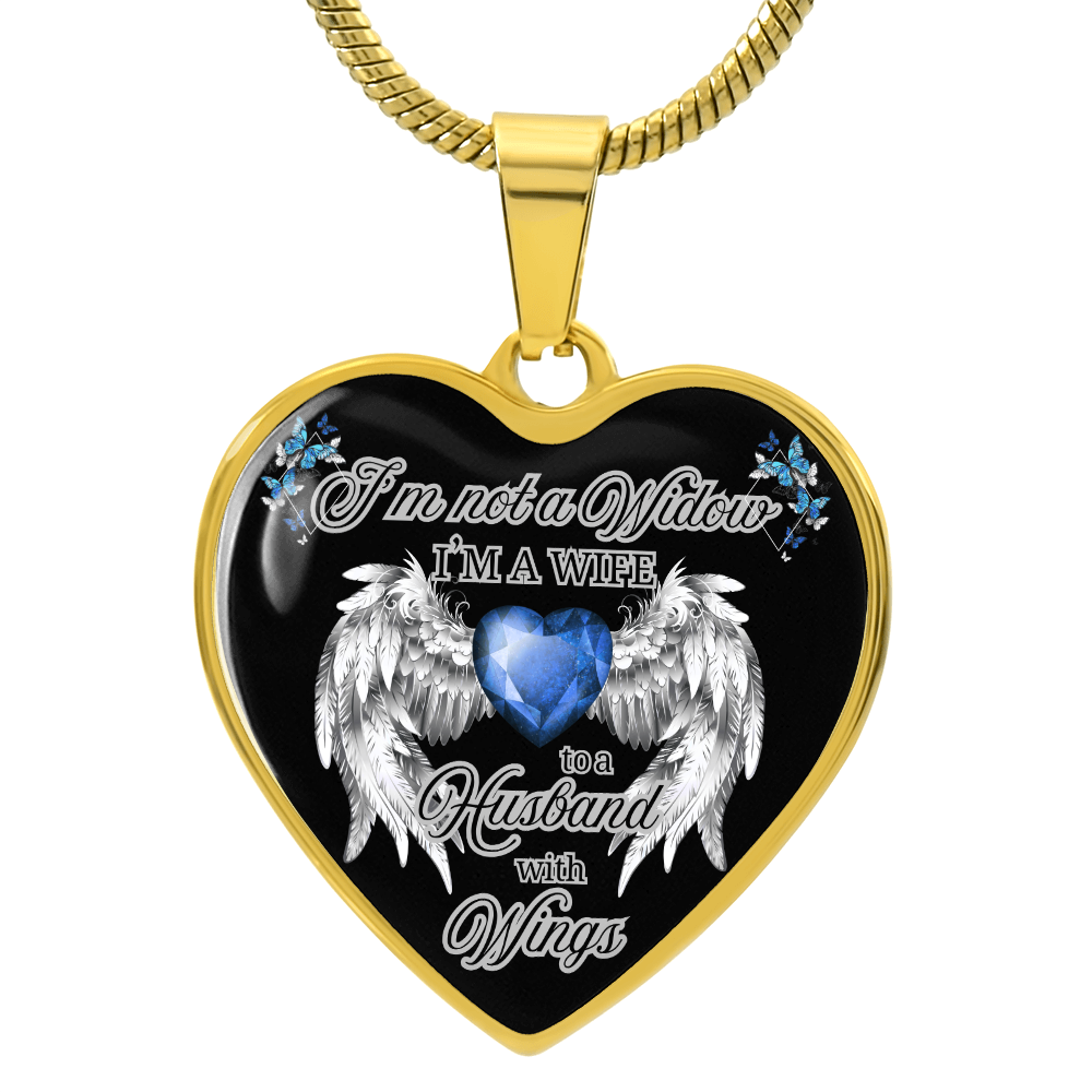 Wife to a Husband with Wings Memorial Necklace – Luxury Heart Pendant – Sympathy Gift for Loss of Husband – Remembrance Jewelry for Her by ShineOn Fulfillment