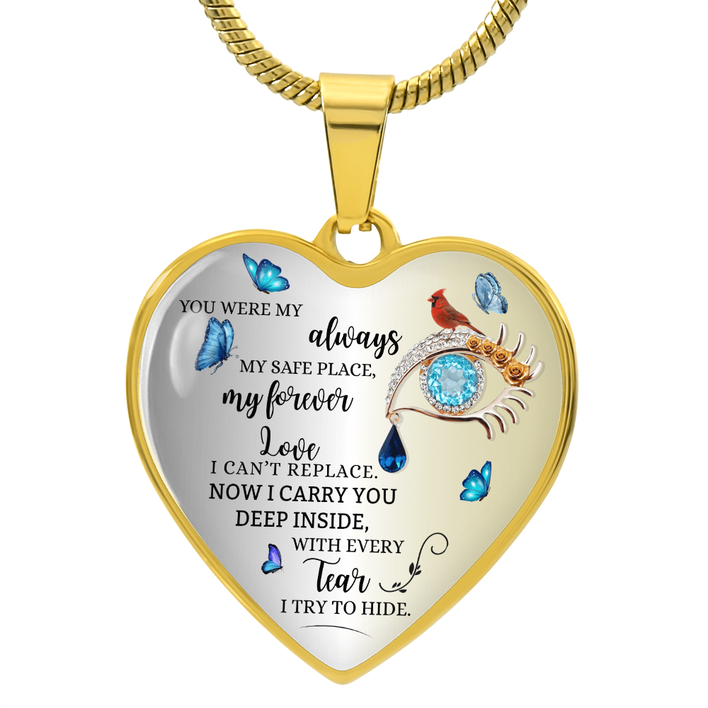 Forever Love Necklace for Wife, Husband Memorial Gift, Loss of Husband Jewelry, Sympathy Heart Pendant, In Loving Memory Keepsake
