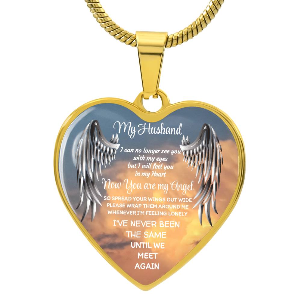 Luxury Heart pendant Necklace my Husband now you are my Angel by ShineOn Fulfillment