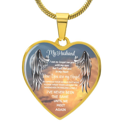 Luxury Heart pendant Necklace my Husband now you are my Angel by ShineOn Fulfillment