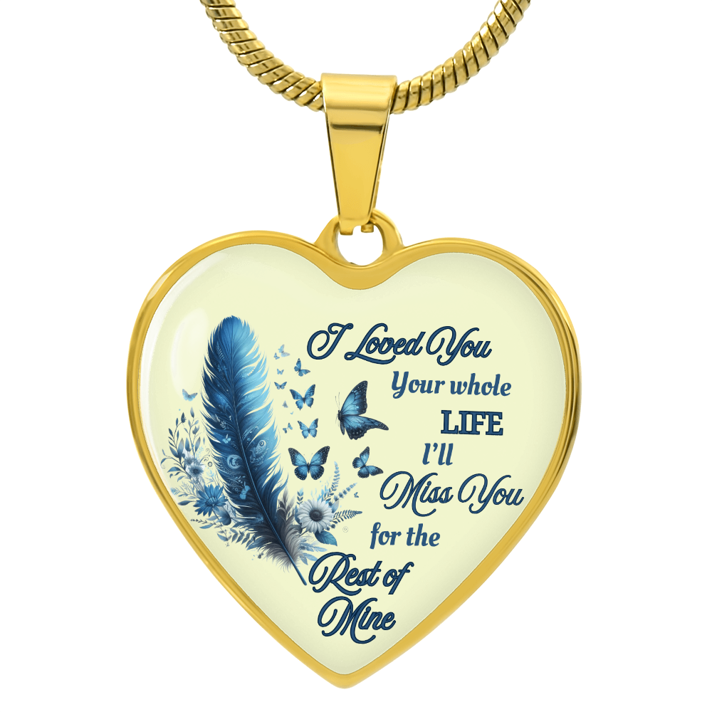 Necklace Memorial Blue Feather Heart Pendant Sympathy Gift for Loss "I Loved You Your Whole Life" by ShineOn Fulfillment