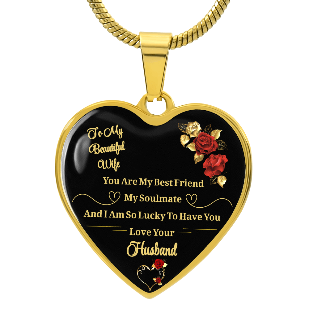 Luxury Graphic Heart Necklace to My Wife You Are My Best Friend I Always Love You Heart Pendant Necklace to Wife Anniversary Birthday Gift From Husband by ShineOn Fulfillment