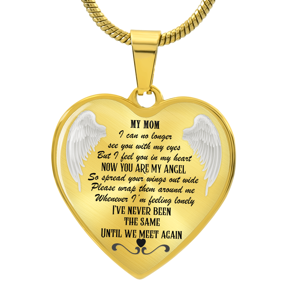 My Mom, My Angel Heart Pendant Memorial Necklace