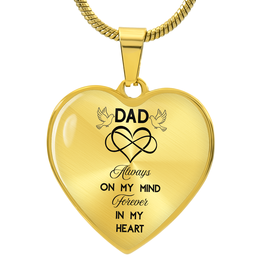 In Loving Memory Dad Necklace – Luxury Heart Memorial Jewelry for Loss of Father