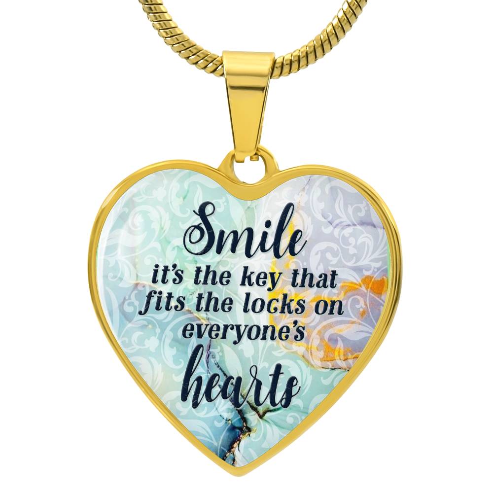 Luxury Heart pendant Necklace Smile it's the Key that fits the locks on everyone's Hearts.