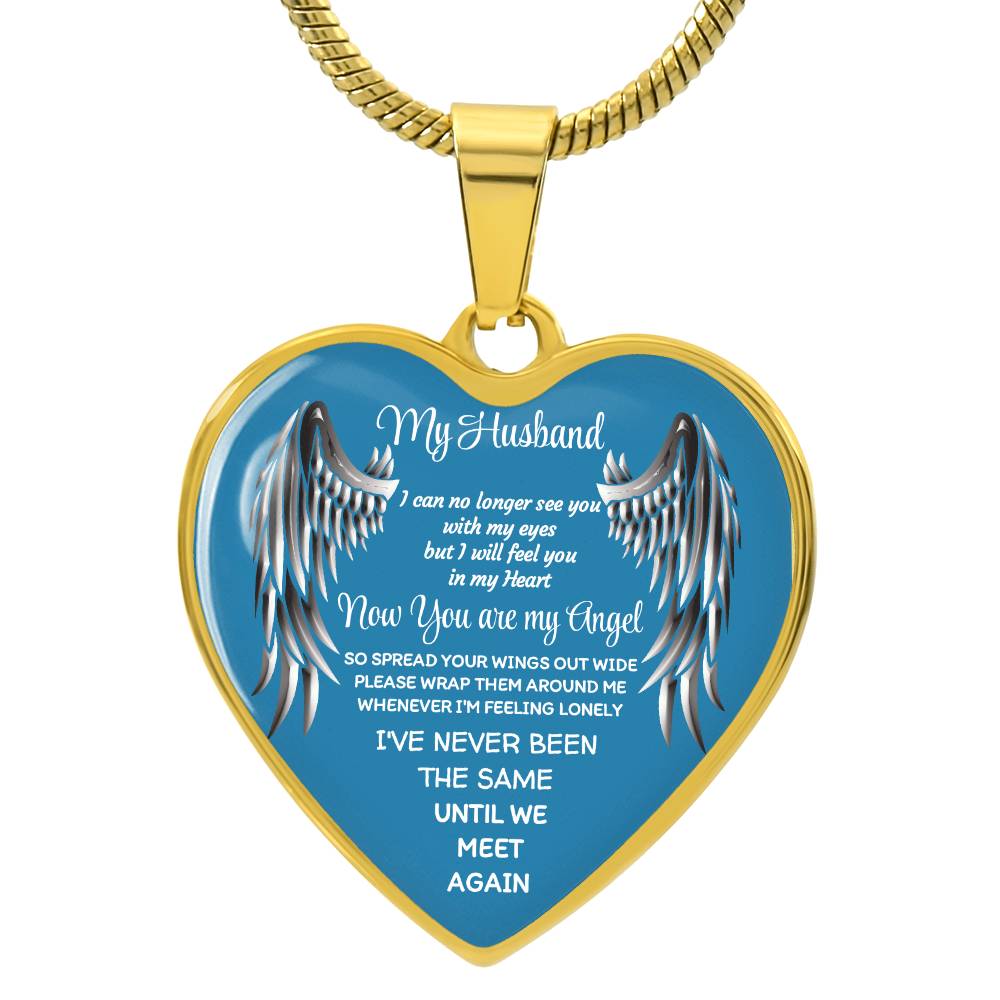 Luxury Heart pendant Necklace my Husband now you are my Angel by ShineOn Fulfillment