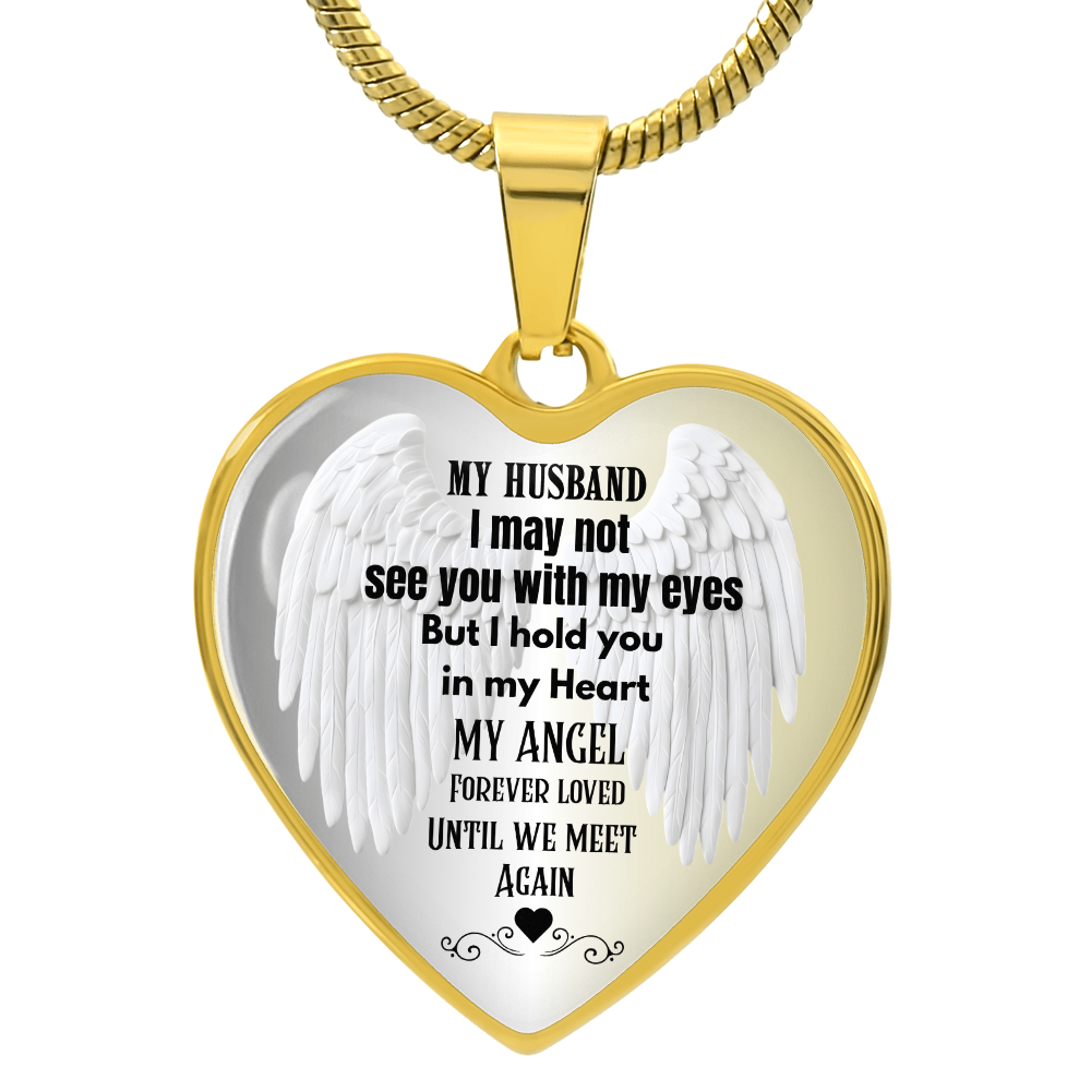 My husband My Angel memorial Heart Necklace