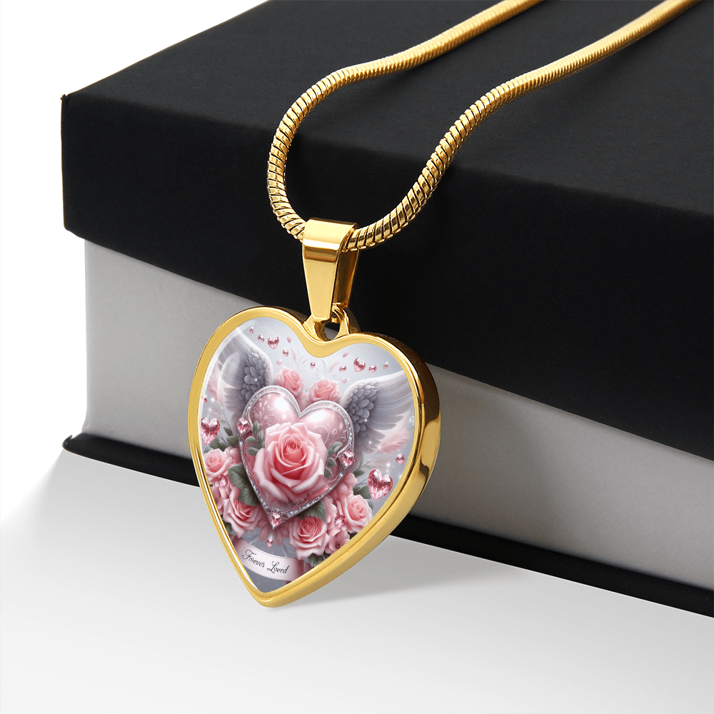 Luxury Heart Necklace Memorial Jewelry – Forever Loved Graphic Pendant Gift for Women Loved One Keepsake by ShineOn Fulfillment
