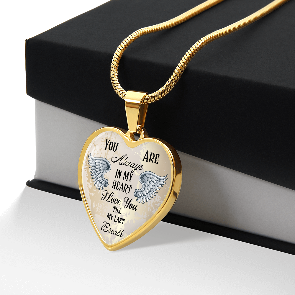 Personalized Heart pendant necklace with back engraving, You are always in my Heart ShineOn Fulfillment