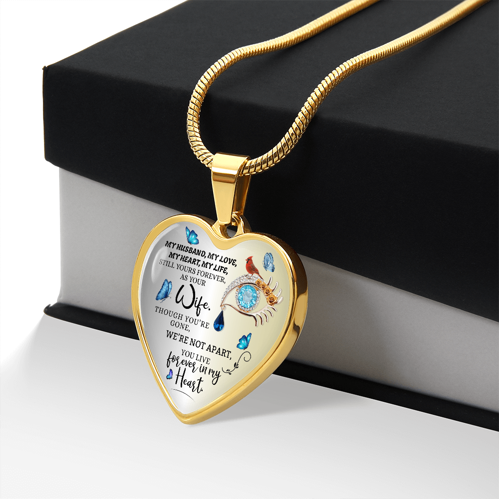Luxury Personalized Heart Necklace, Husband Loss Gift for Wife, Memorial Jewelry, Remembrance Necklace, Forever Love Keepsake
