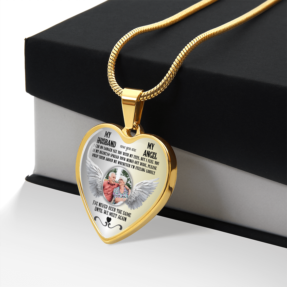Personalized Memorial Photo Heart Necklace, Husband Loss Remembrance Gift, Custom Sympathy Jewelry, In Loving Memory Keepsake