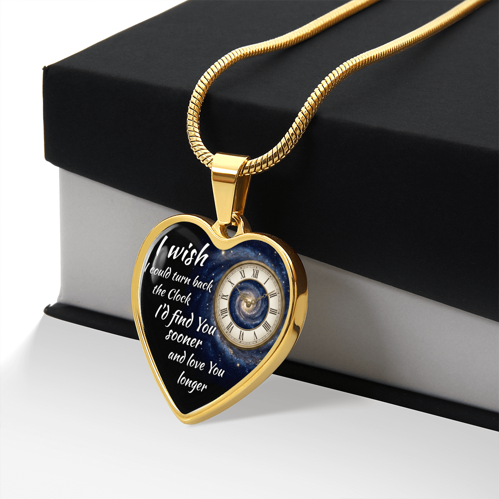 Heart Necklace I wish I could turn back the Clock ShineOn Fulfillment
