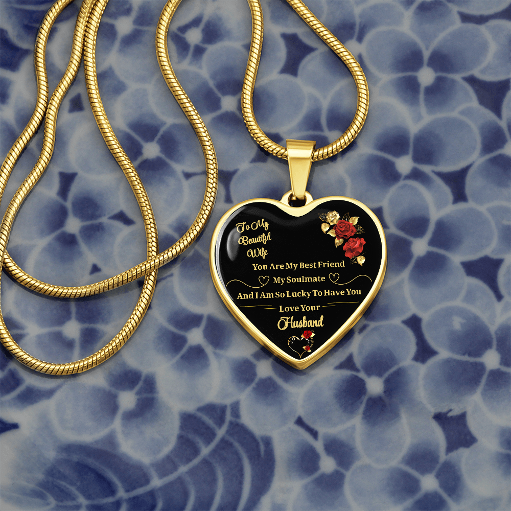 Luxury Graphic Heart Necklace to My Wife You Are My Best Friend I Always Love You Heart Pendant Necklace to Wife Anniversary Birthday Gift From Husband by ShineOn Fulfillment