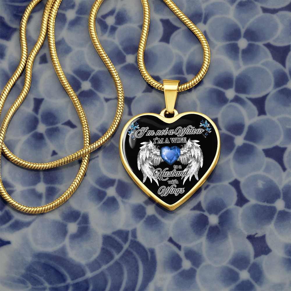 Wife to a Husband with Wings Memorial Necklace – Luxury Heart Pendant – Sympathy Gift for Loss of Husband – Remembrance Jewelry for Her by ShineOn Fulfillment