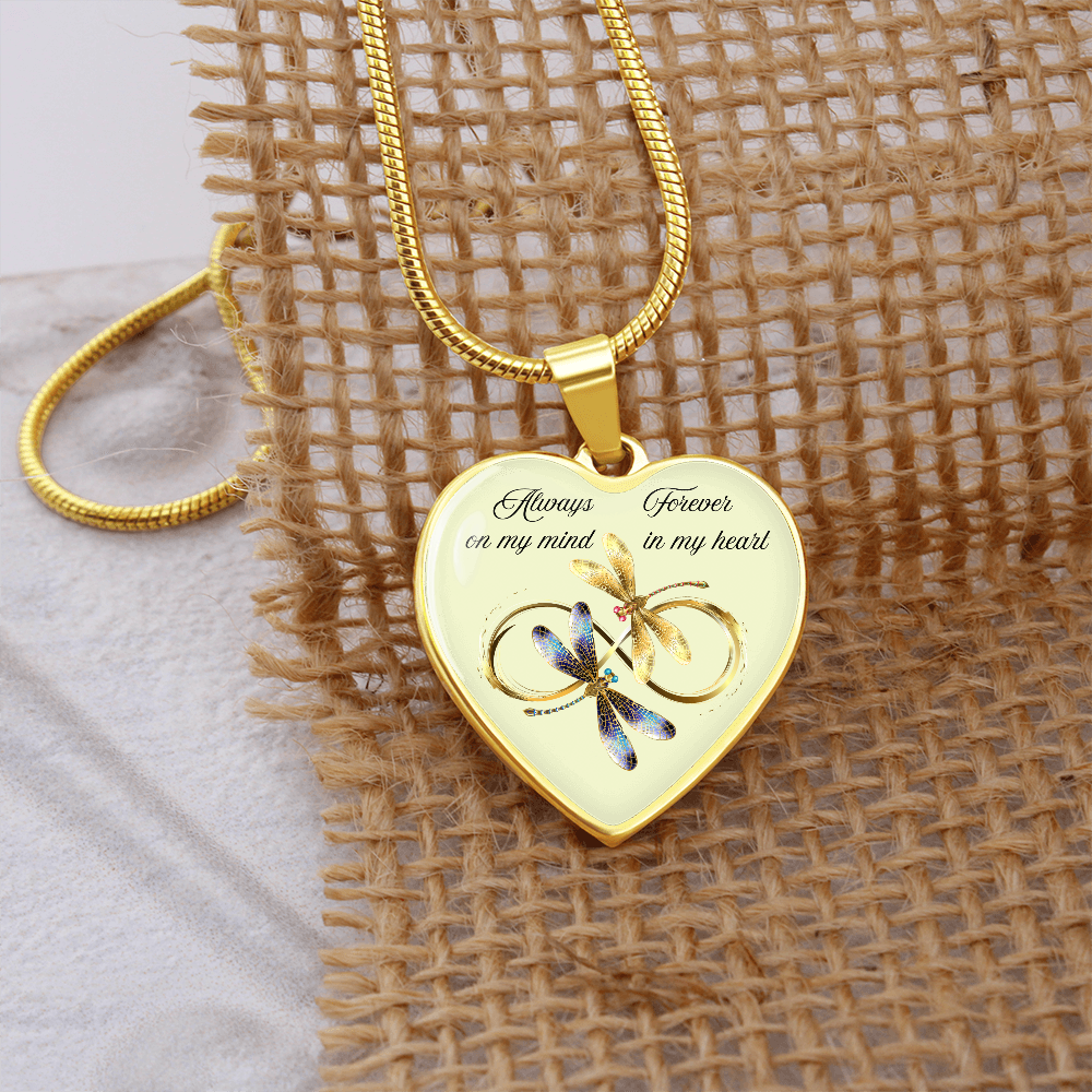 Luxury Graphic Heart Necklace – Always on My Mind, Forever in My Heart Personalized Memorial Jewelry