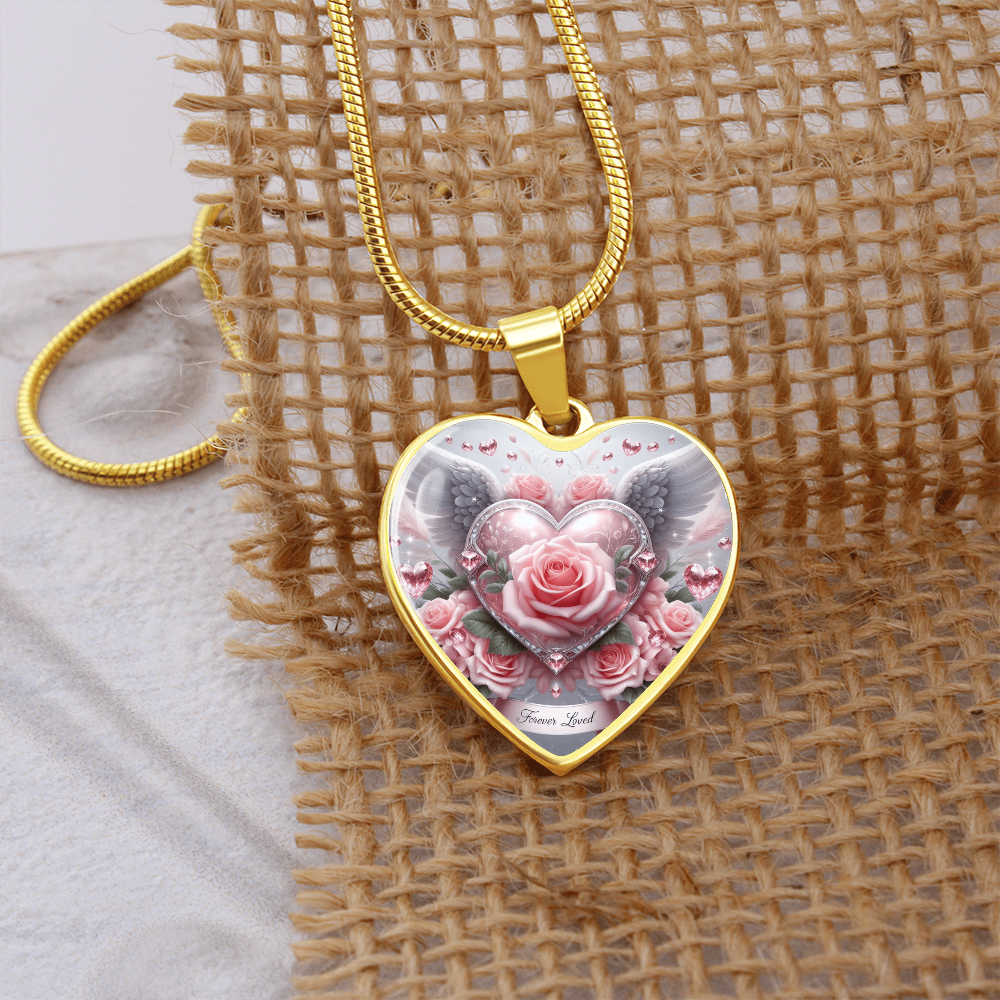 Luxury Heart Necklace Memorial Jewelry – Forever Loved Graphic Pendant Gift for Women Loved One Keepsake by ShineOn Fulfillment