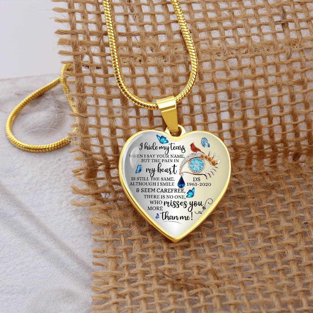 Memorial Necklace with heart pendant and name engraved