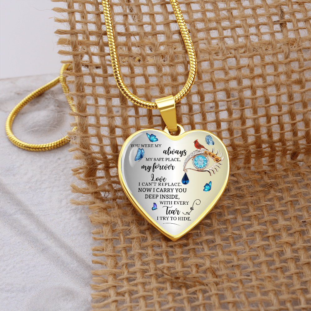 Forever Love Necklace for Wife, Husband Memorial Gift, Loss of Husband Jewelry, Sympathy Heart Pendant, In Loving Memory Keepsake