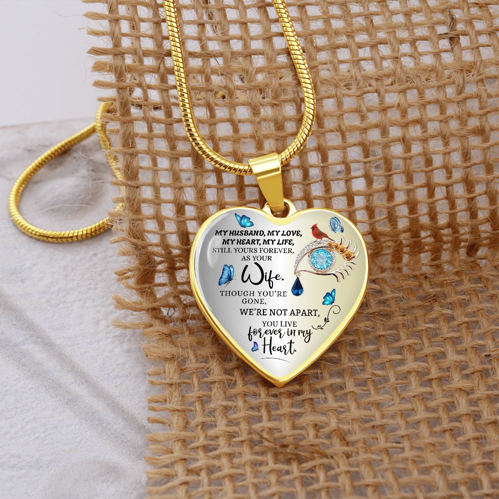 Luxury Personalized Heart Necklace, Husband Loss Gift for Wife, Memorial Jewelry, Remembrance Necklace, Forever Love Keepsake